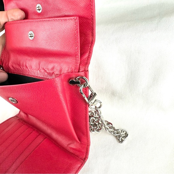 Prada watermelon pink nylon compact wallet on chain crossbody bag - Picture 9 of 15